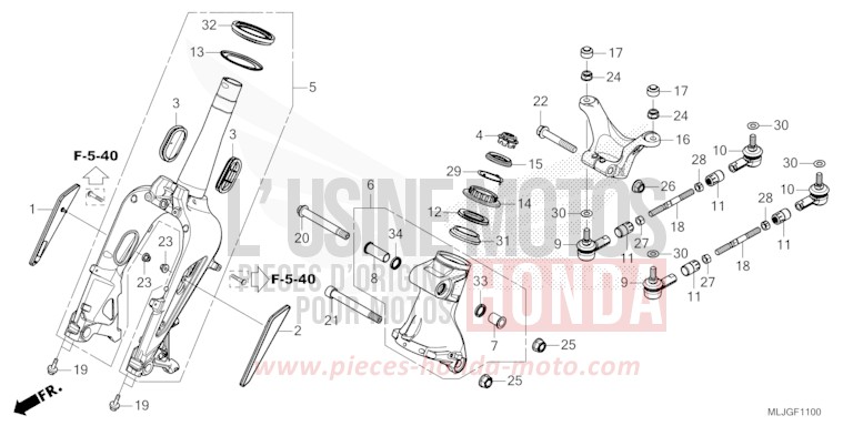 FOURCHETTE AVANT de Gold Wing MAT BULLET SILVER (NH389) 2026